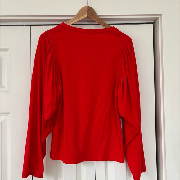 VILA Bright Red Long-Sleeve Puff Sleeve Tee - Picture 3 of 7